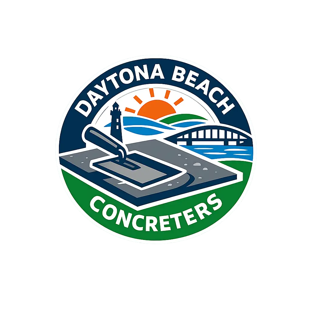 Daytona Beach concrete contractors logo featuring trowel, lighthouse, bridge in Daytona Beach, FL